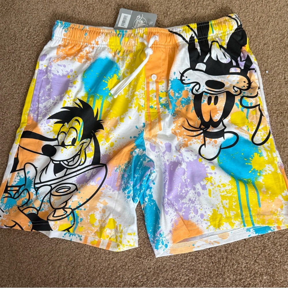 Disney Goofy Cartoon Splatter Paint Shorts